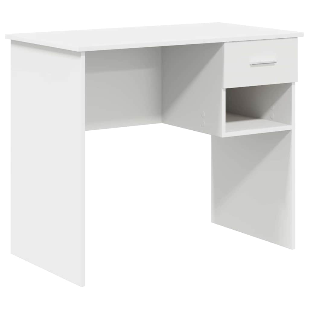 Desk with Drawer White 90 x 49.5 x 75 cm Engineered wood